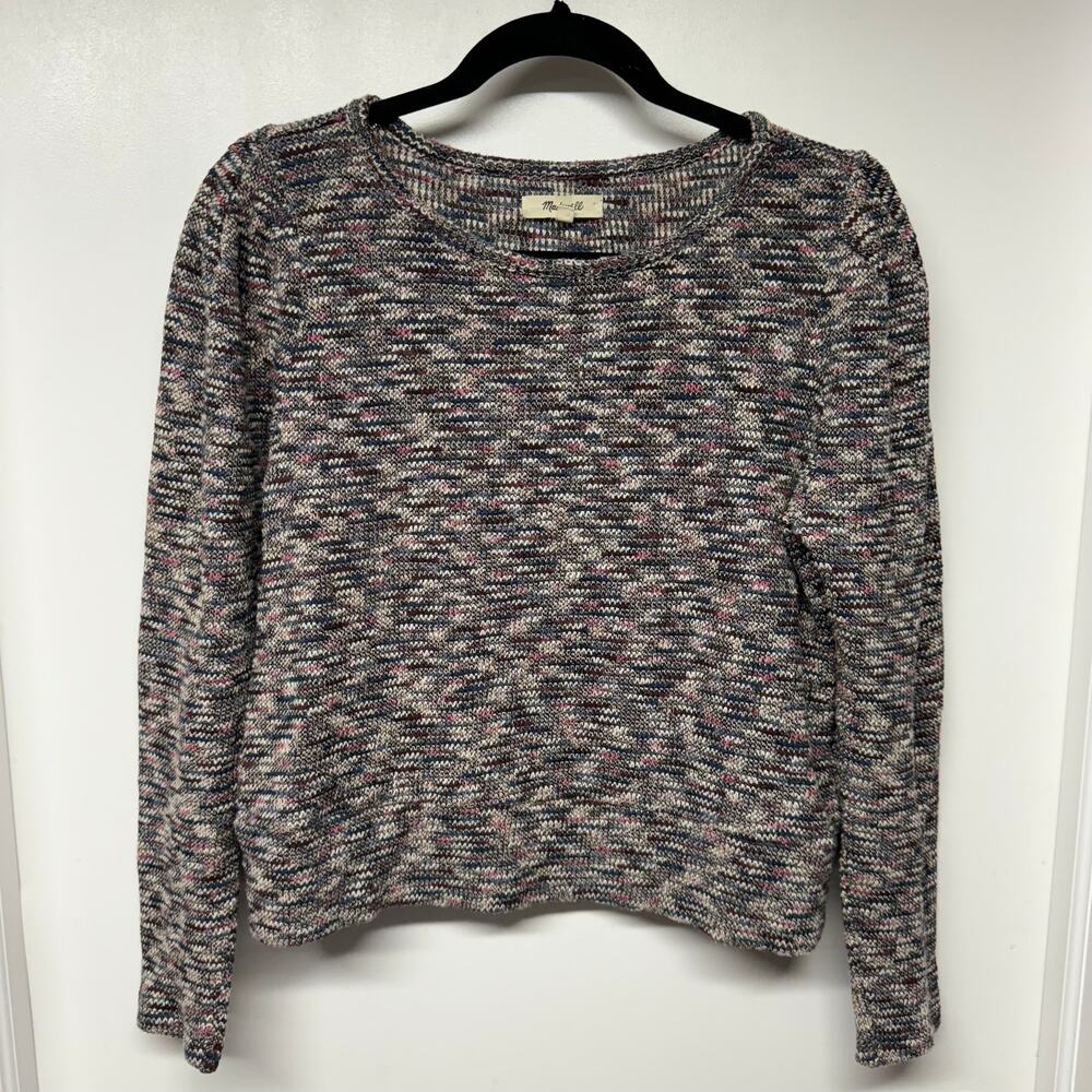 Madewell Womens Gathered Shoulder Pullover Sweater Multicolor Knit Size Small